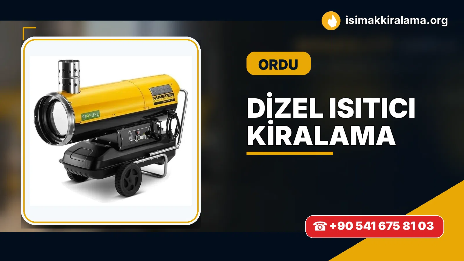 Ordu dizel ısıtıcı kiralama ve sıcak hava cihazı uygulaması