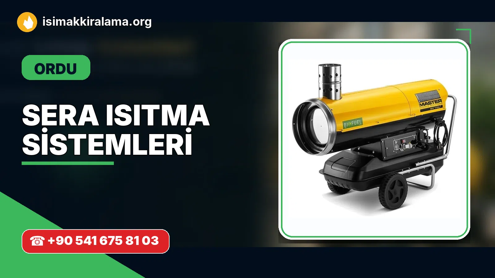 Ordu sera ısıtma sistemleri uygulama ve cihaz planlaması