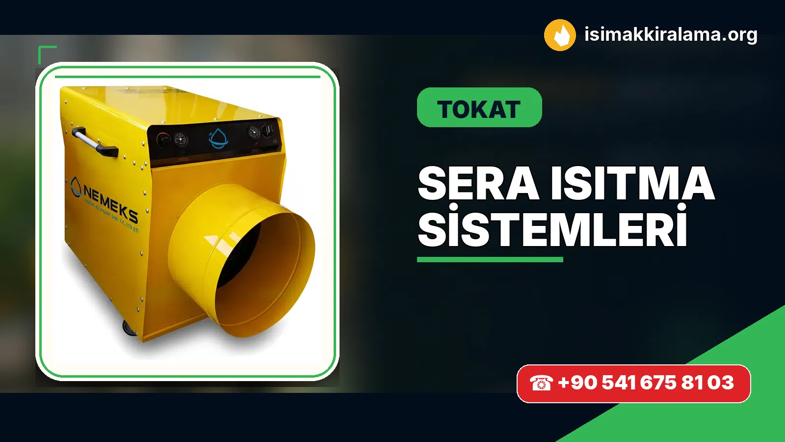 Tokat sera ısıtma sistemleri uygulama ve cihaz planlaması